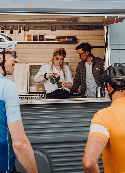 Coffee being served from Arty, the Artisan Coffee Co coffee van