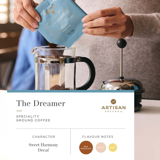 Artisan Coffee Co The Dreamer ground coffee Infographic flavour notes