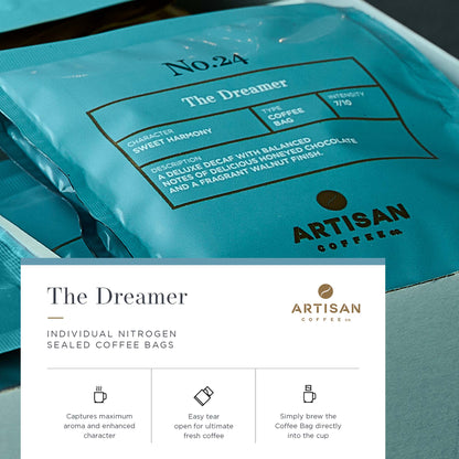 Artisan Coffee Co The Dreamer Coffee bags Infographic Nitrogen Sealed