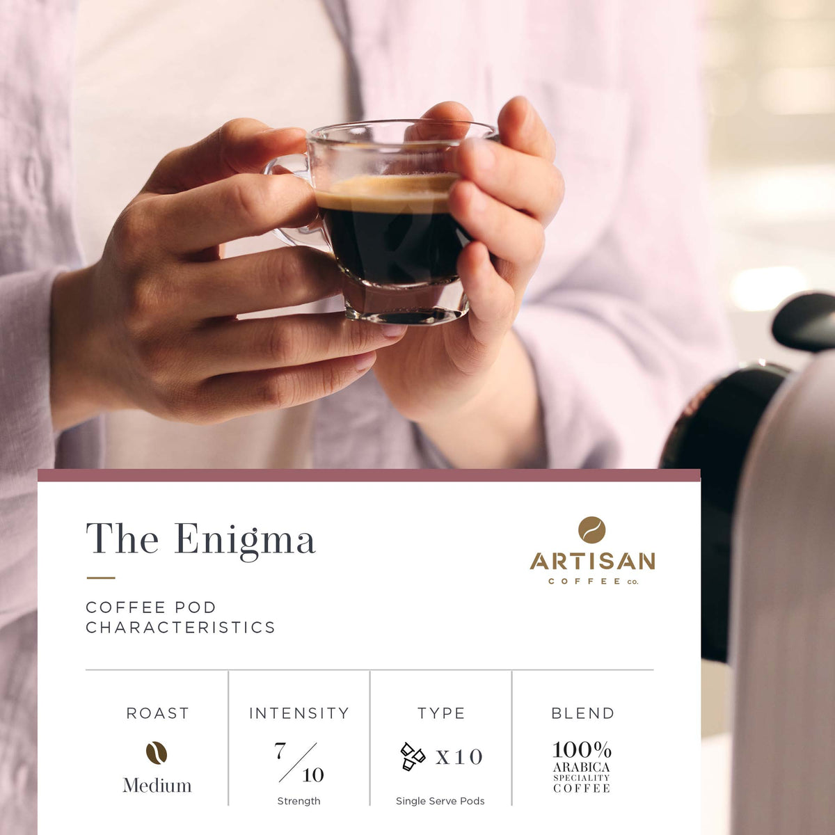 Artisan Coffee Co The Enigma Pods Infographic Characteristics