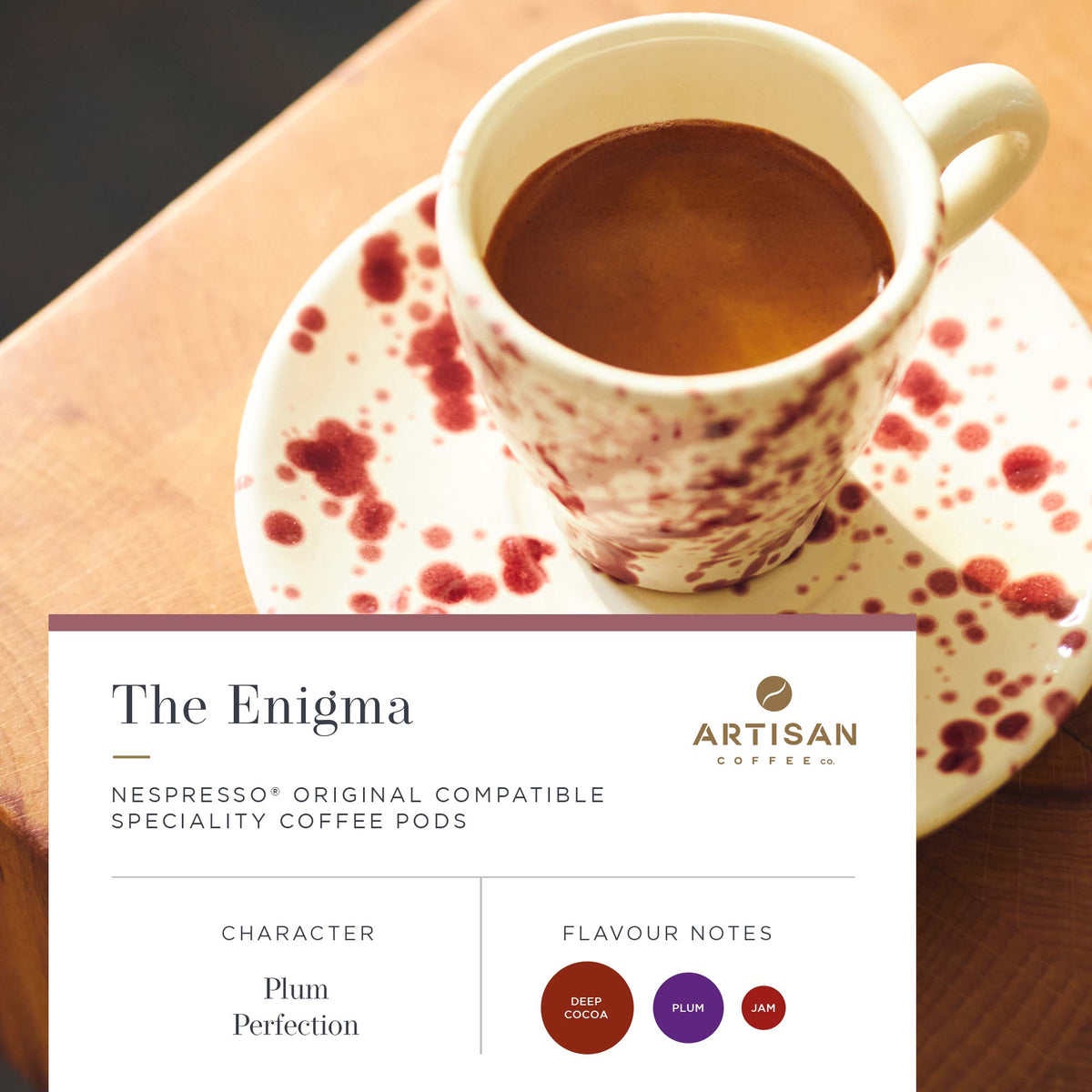 Artisan Coffee Co The Enigma Pods Infographic. Flavour Notes