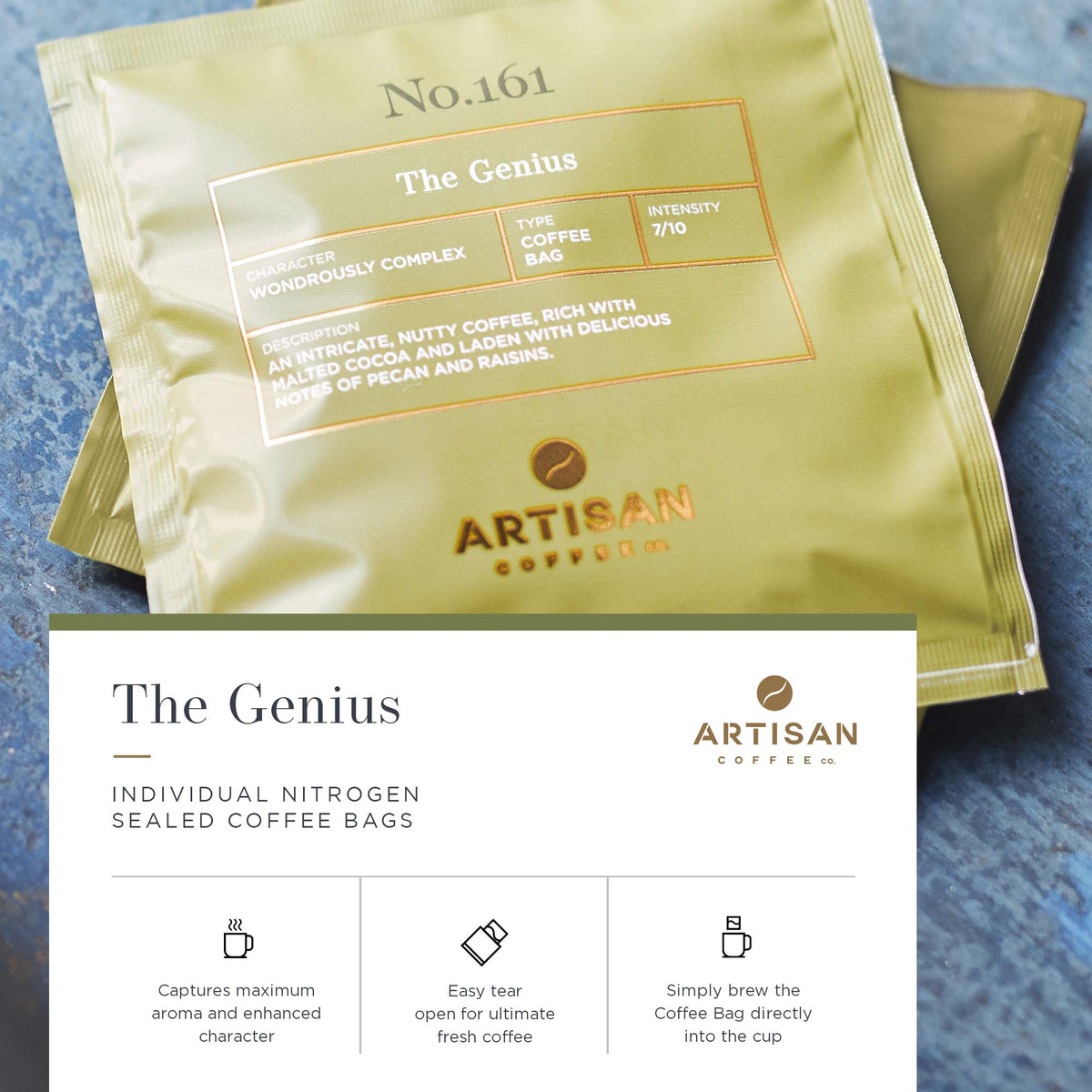 Artisan Coffee Co The Genius Coffee bags Infographic Nitrogen Sealed