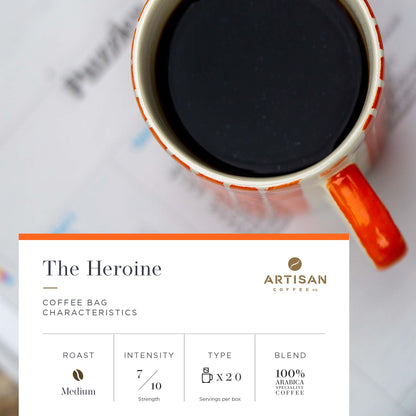 Artisan Coffee Co The Heroine Coffee bags Infographic Characteristics