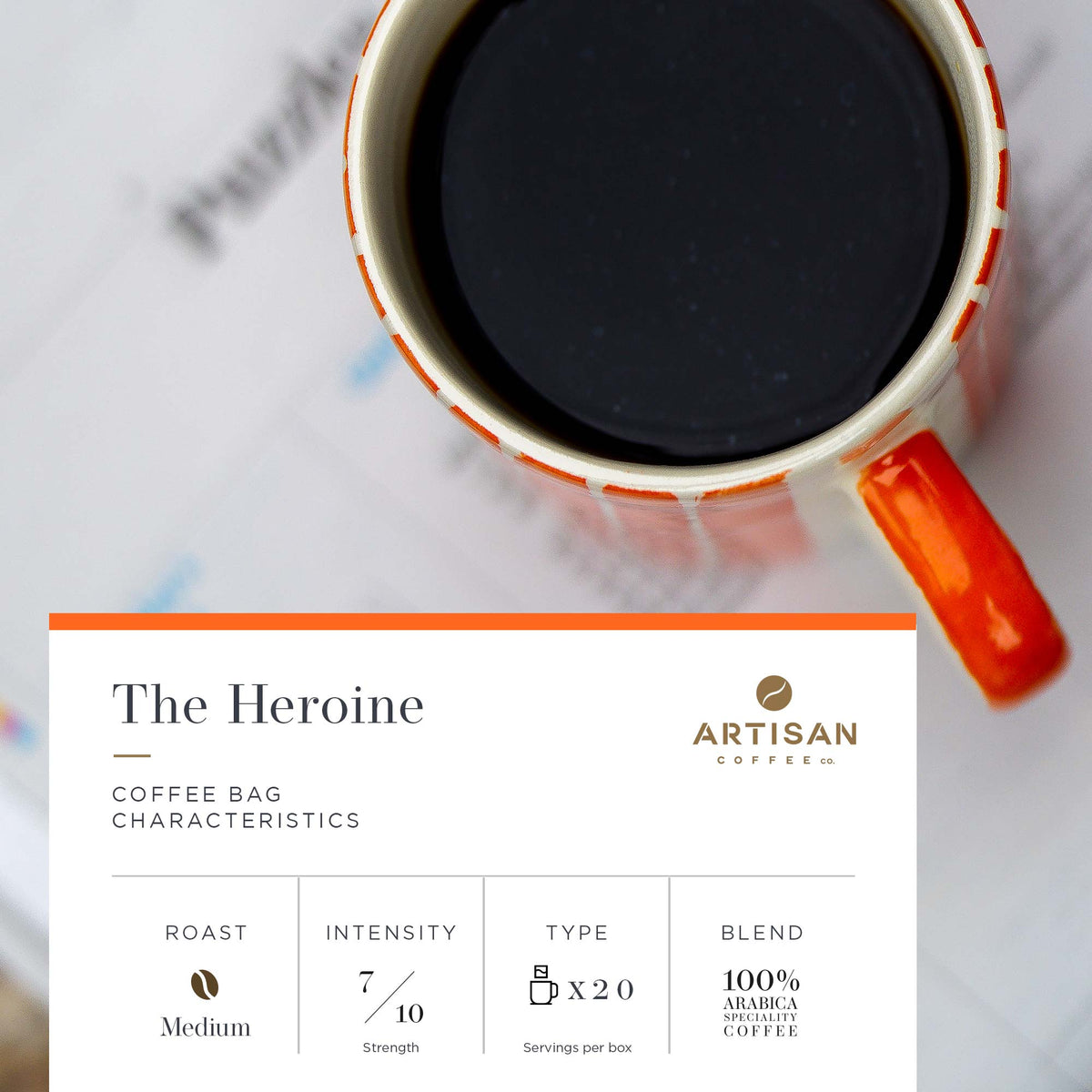Artisan Coffee Co The Heroine Coffee bags Infographic Characteristics