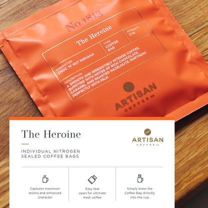 Artisan Coffee Co The Heroine Coffee bags Infographic Nitrogen Sealed