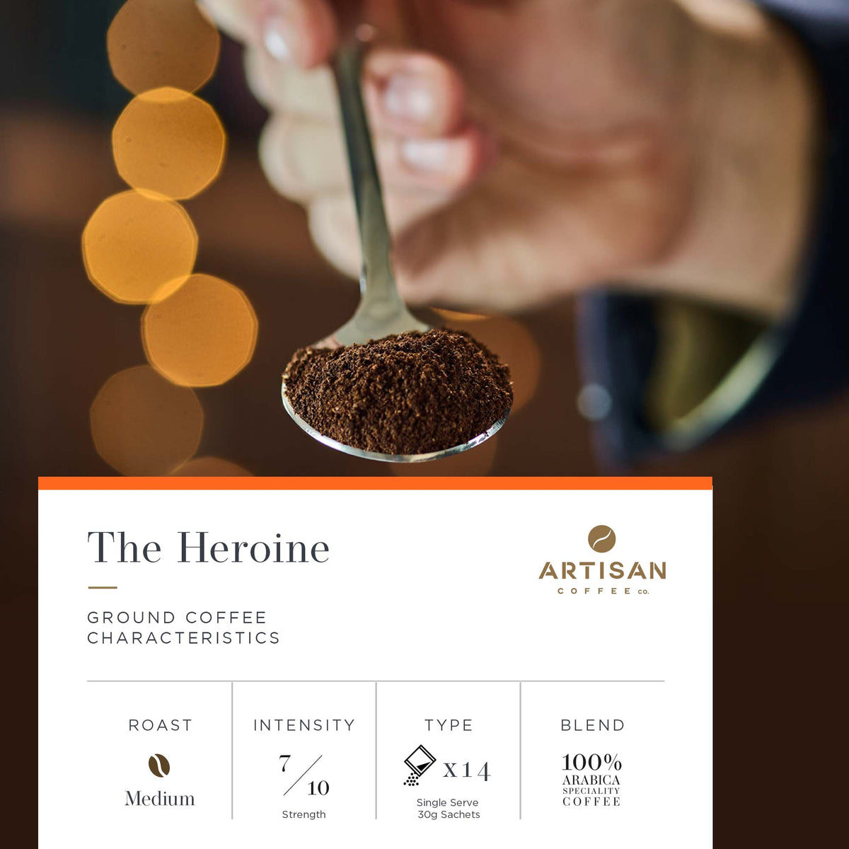 Artisan Coffee Co The Heroine ground coffee Infographic characteristics