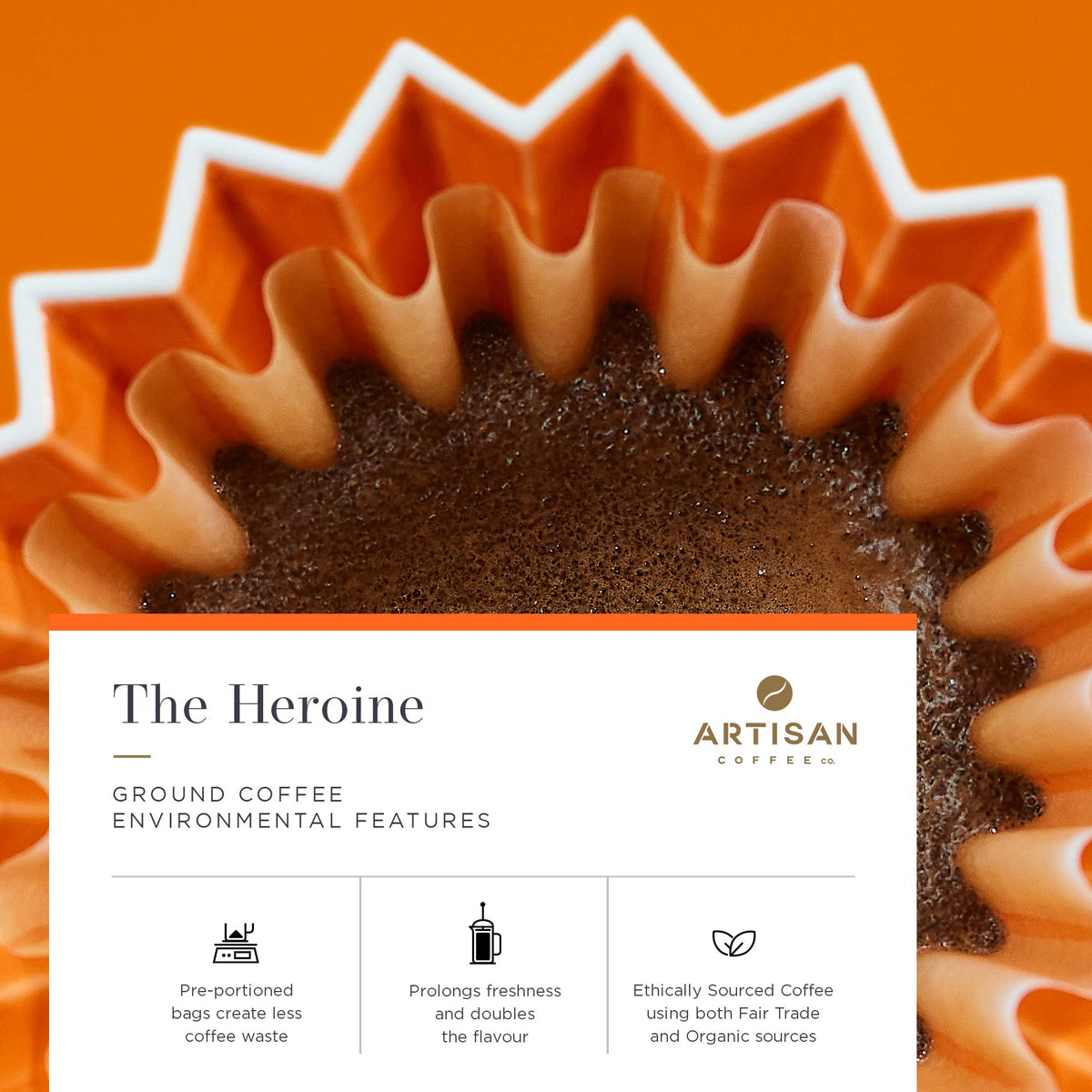 Artisan Coffee Co The Heroine ground coffee Infographic environmental