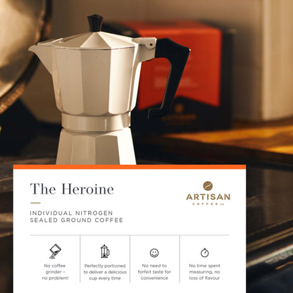Artisan Coffee Co The Heroine ground coffee Infographic nitrogen sealed
