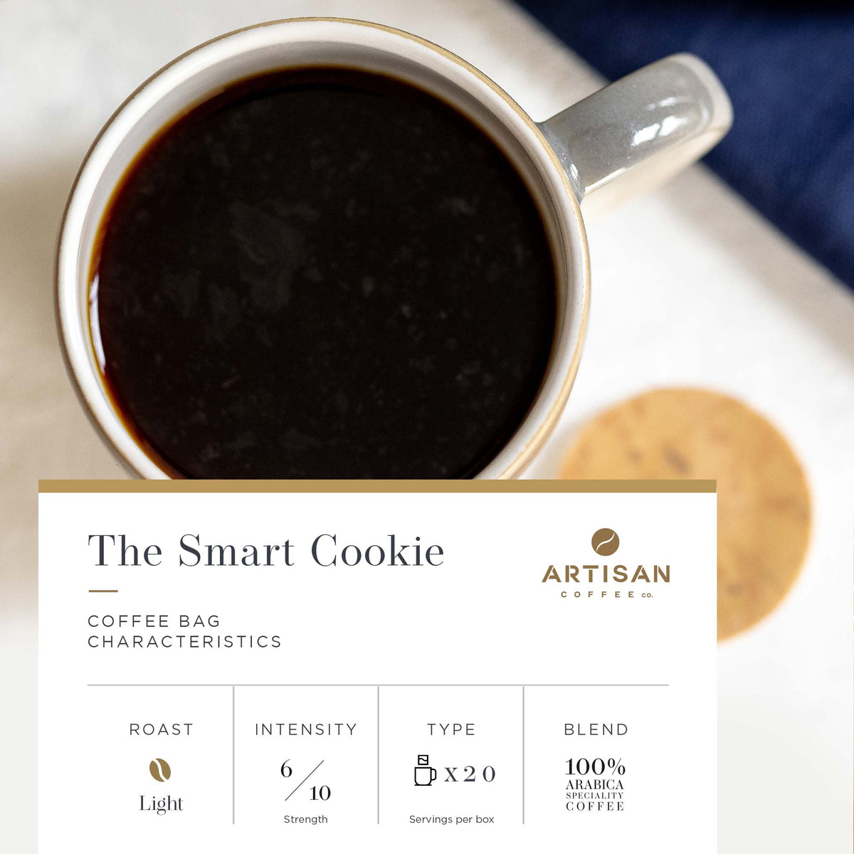 Artisan Coffee Co The Smart Cookie Coffee bags Infographic characteristics