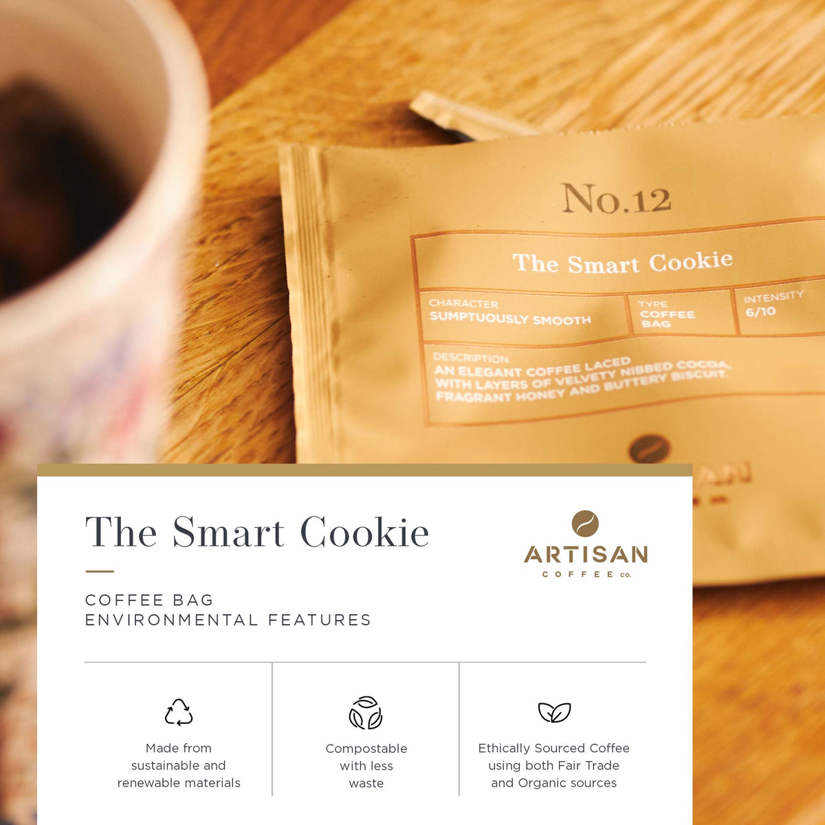 Artisan Coffee Co The Smart Cookie Coffee bags Infographic Environmental