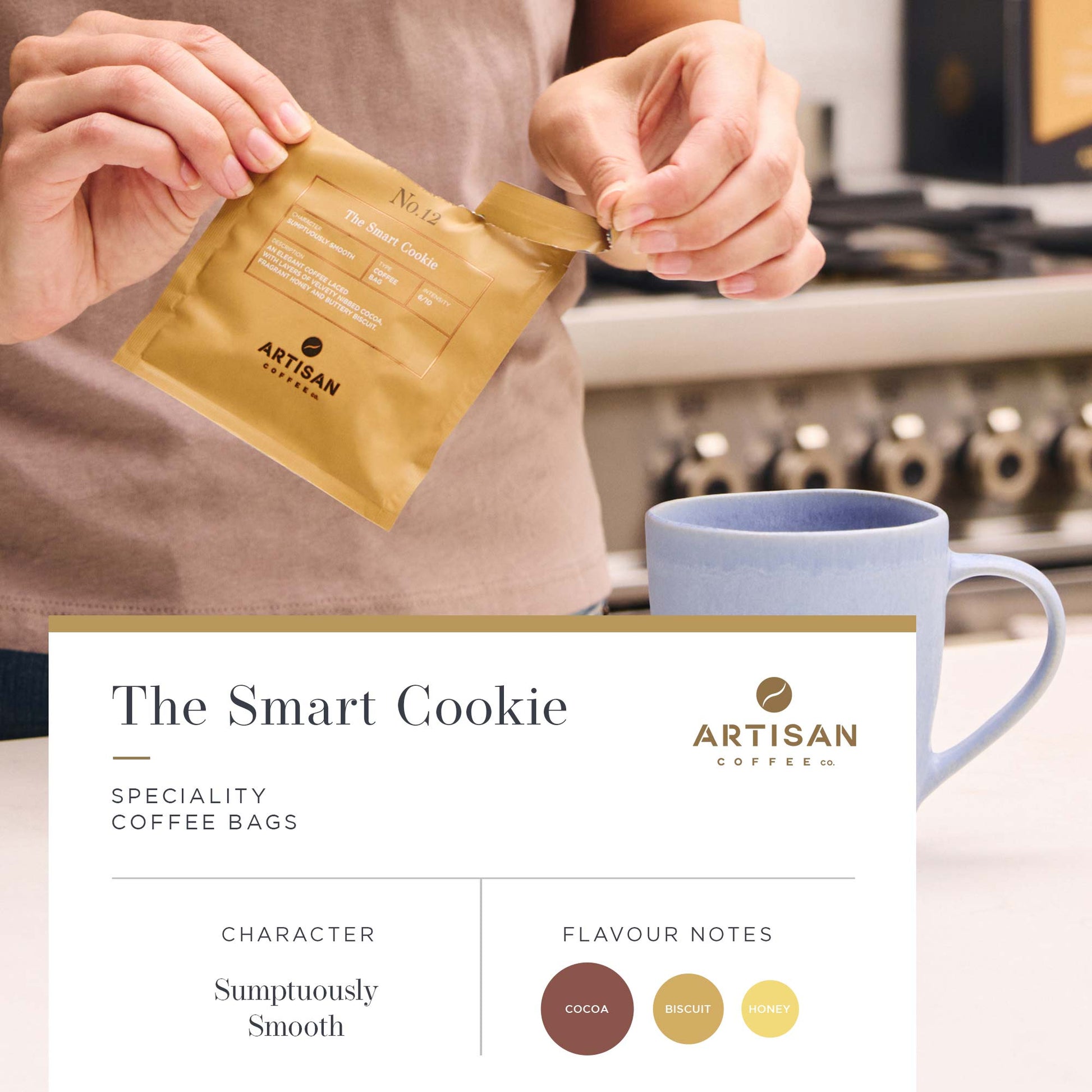 Artisan Coffee Co The Smart Cookie Coffee bags Infographic Flavour notes
